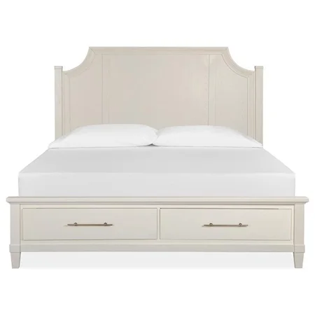 Transitional King Arched Storage Bed